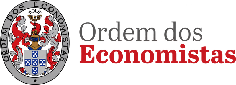Logótipo institucional da Ordem dos Economistas, com brasão e assinatura nas cores oficiais, sem fundo